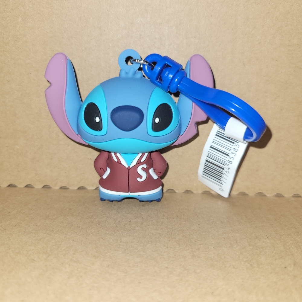 Stitch letterman jacket key chain